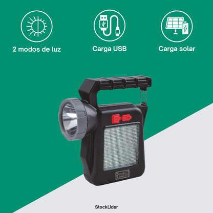 Lámpara Solar LED Portátil Recargable USB-C para Camping y Emergencias